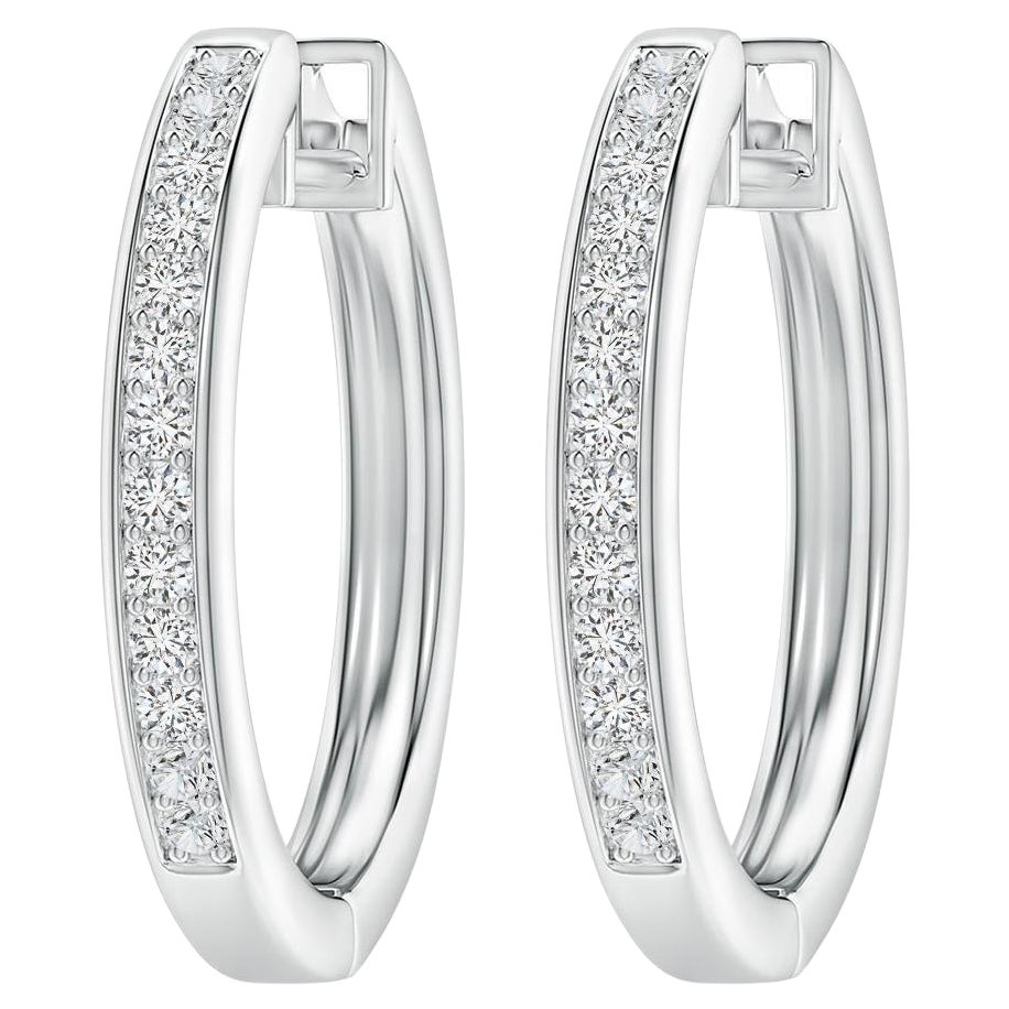 Pendientes de aro de diamante natural en platino (0,33 ctw Color-H Claridad-SI2)