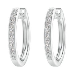 Pendientes de aro de diamante natural en platino (0,33 ctw Color-I-J Claridad-I1-I2)