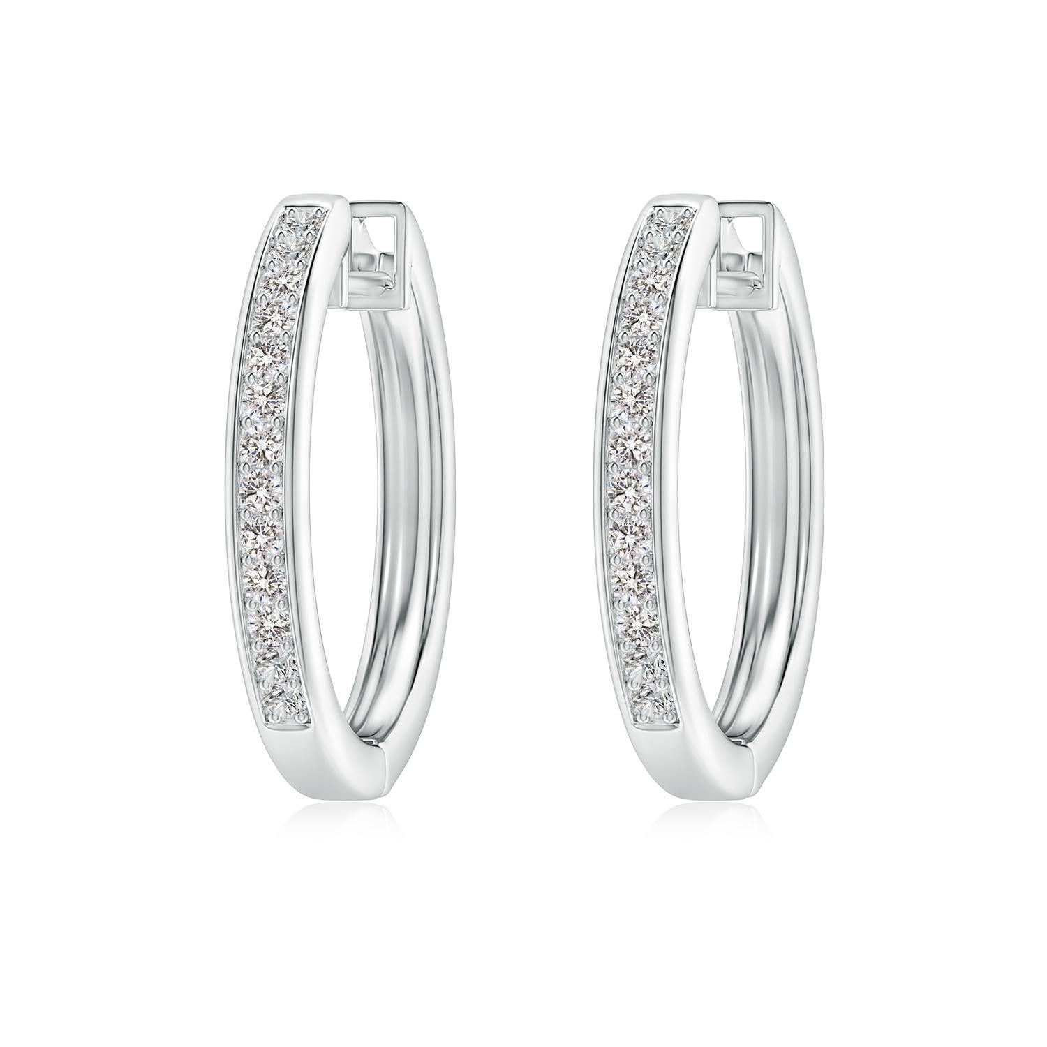 Natural Diamond Hoop Earrings in Platinum (0.33cttw Color-I-J Clarity-I1-I2) For Sale