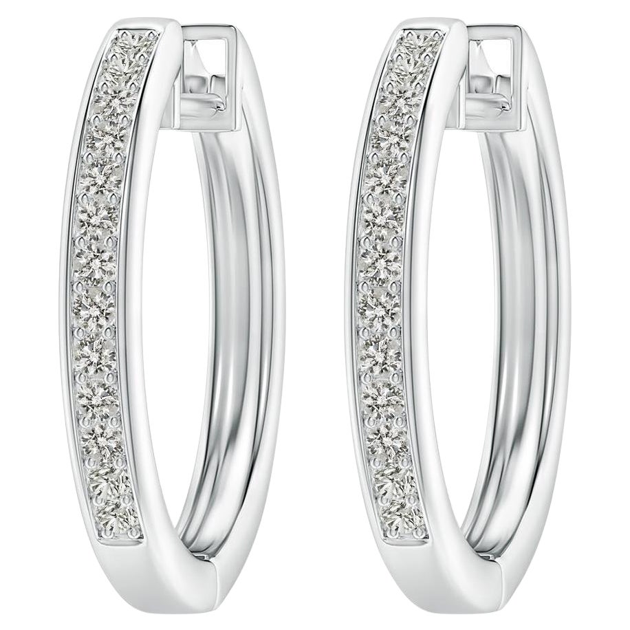 Pendientes de aro de diamante natural en platino (0,33 ctw Color-K Claridad-I3)