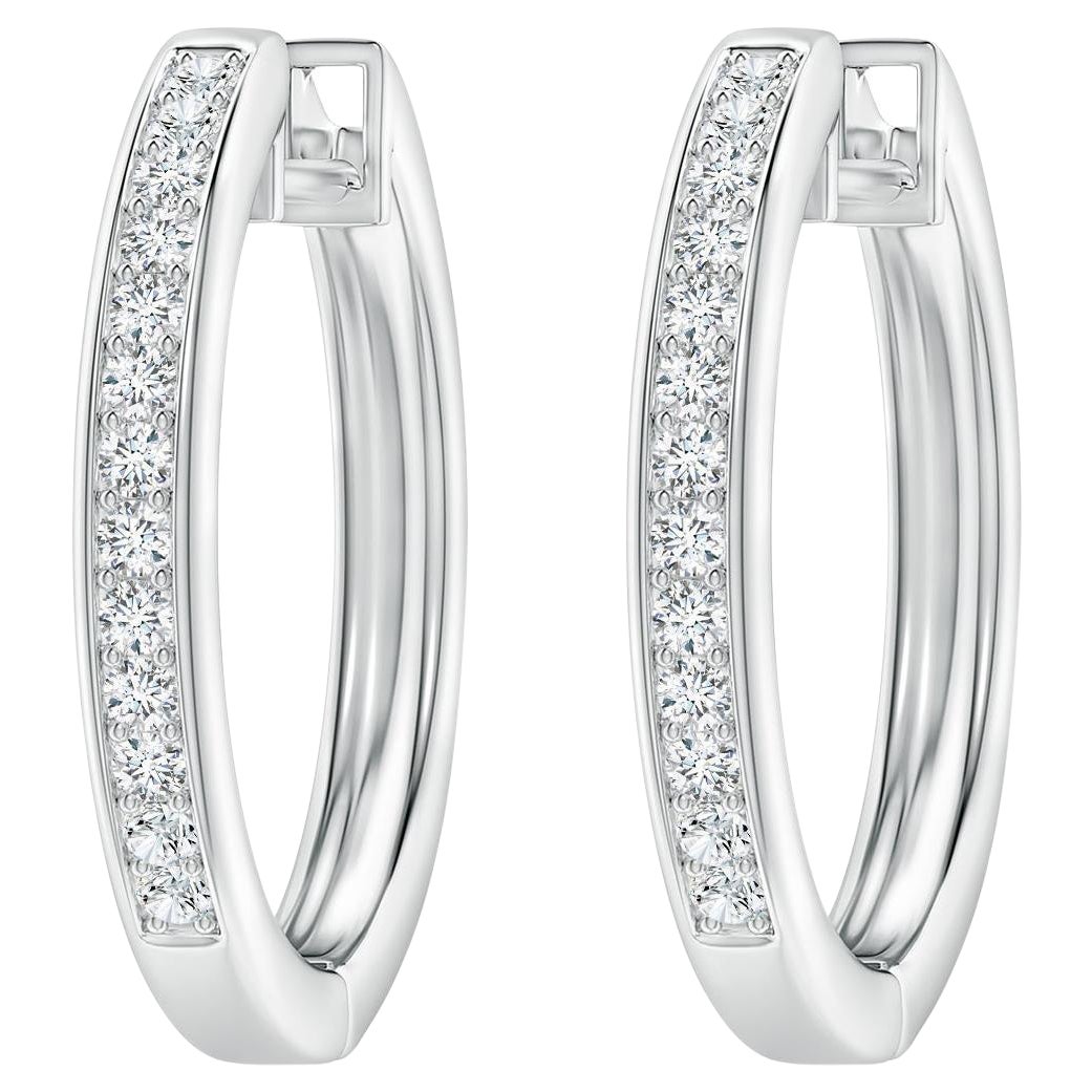 Pendientes de aro de diamante natural en platino (0,5 ctw Color-G Claridad-VS2)
