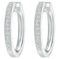 Pendientes de aro de diamante natural en platino (0,5 ctw Color-H Claridad-SI2)