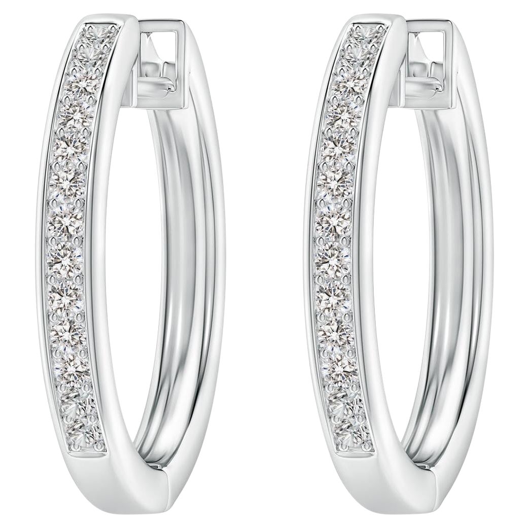 Pendientes de aro de diamante natural en platino (0,5 ctw Color-I-J Claridad-I1-I2)