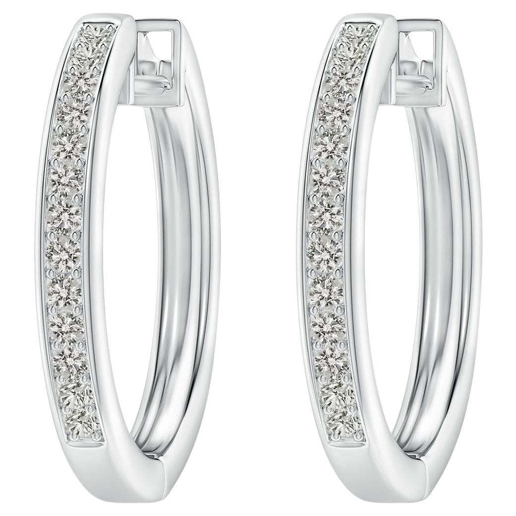 Pendientes de aro de diamante natural en platino (0,5 ctw Color-K Claridad-I3)
