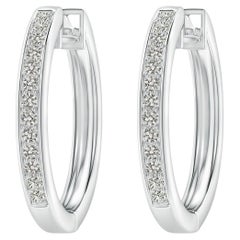 Natural Diamond Hoop Earrings in Platinum (0.5cttw Color-K Clarity-I3)