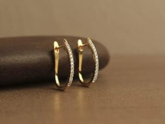 Natural Diamond Hoop Earrings Made In 14K Solid Gold 1 pc price not pair