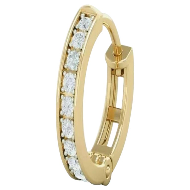 Natural Diamond Hoop Nose Ring in 14k Solid Gold