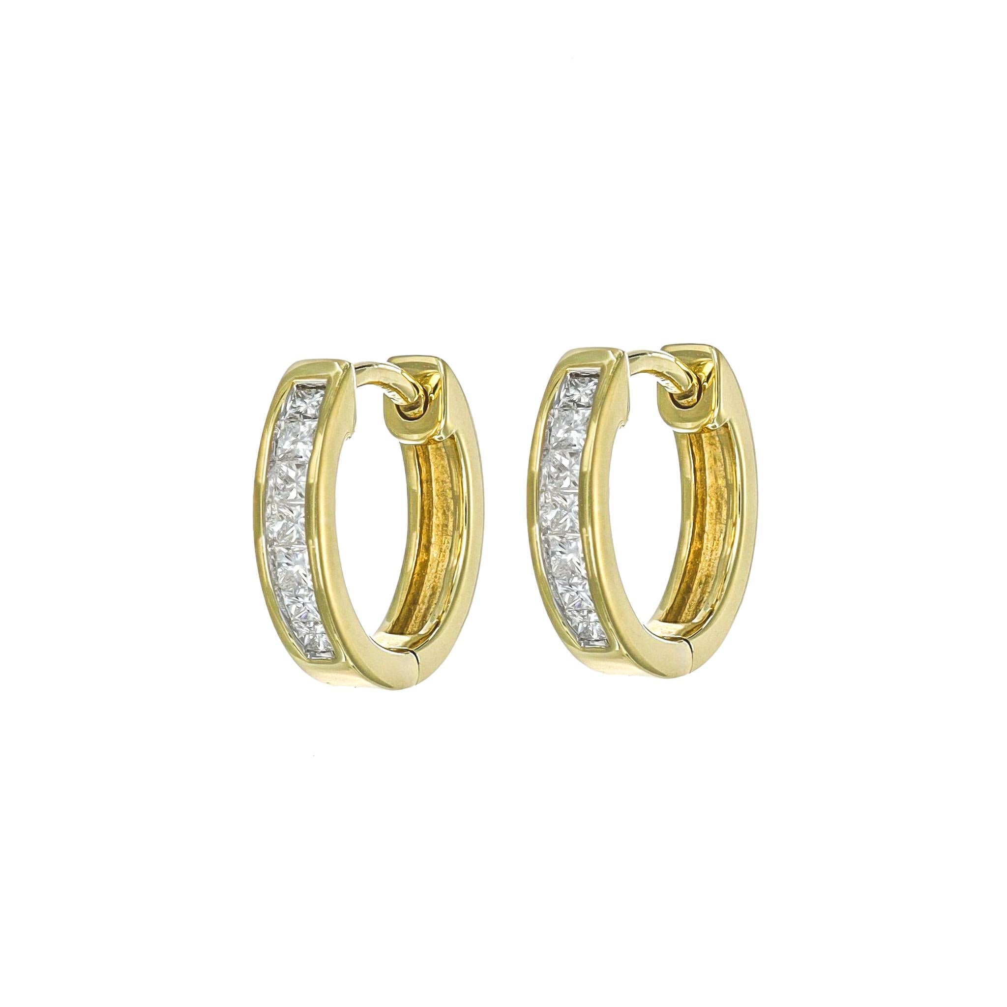 Natural Diamond Hoops 0.27 cts 18 Karat White Gold Hoop Huggie Earrings For Sale 5