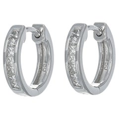 Natural Diamond Hoops 0.27 cts 18 Karat White Gold Hoop Huggie Earrings