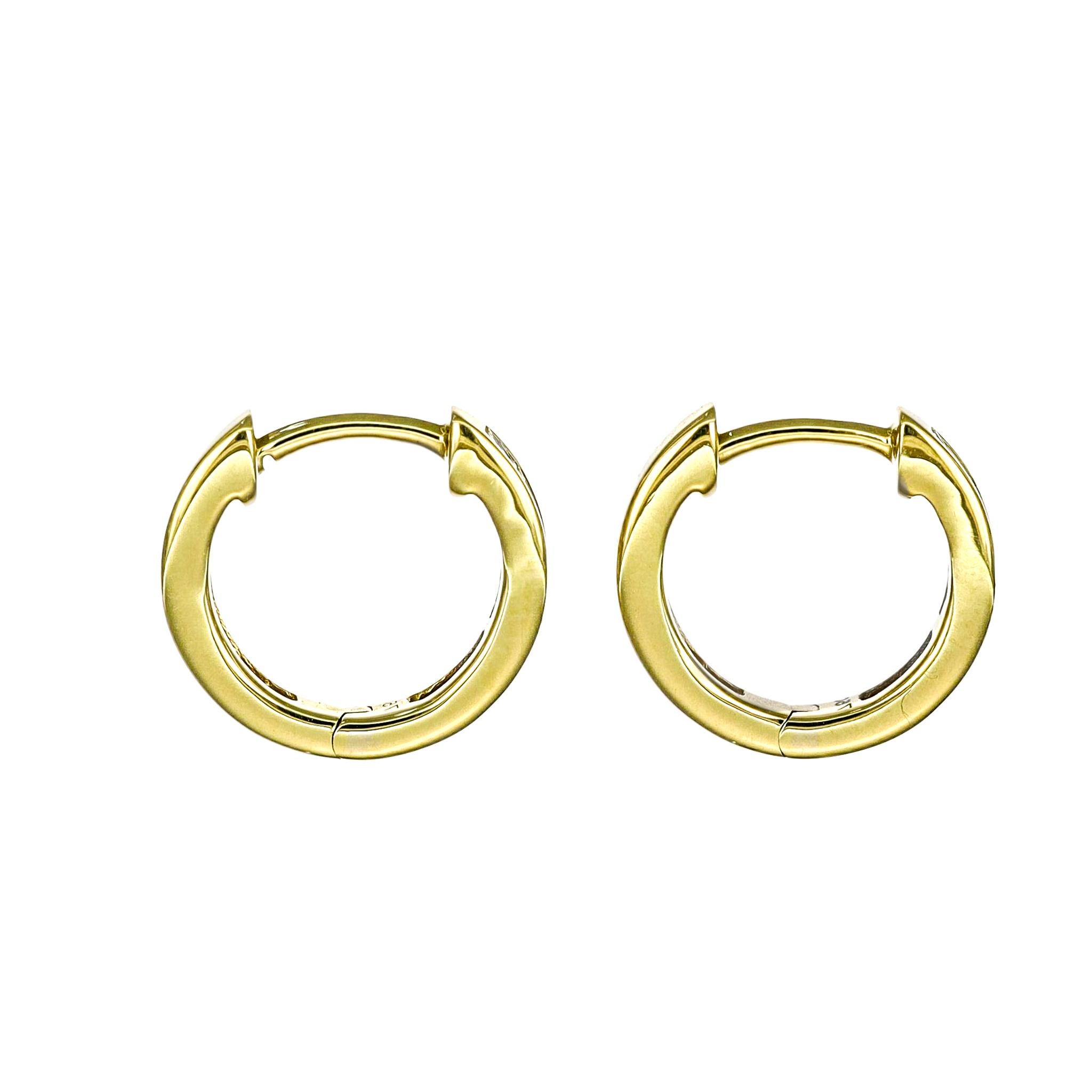 Natural Diamond Hoops 0.27 cts 18 Karat Yellow Gold Hoop Huggie Earrings 7