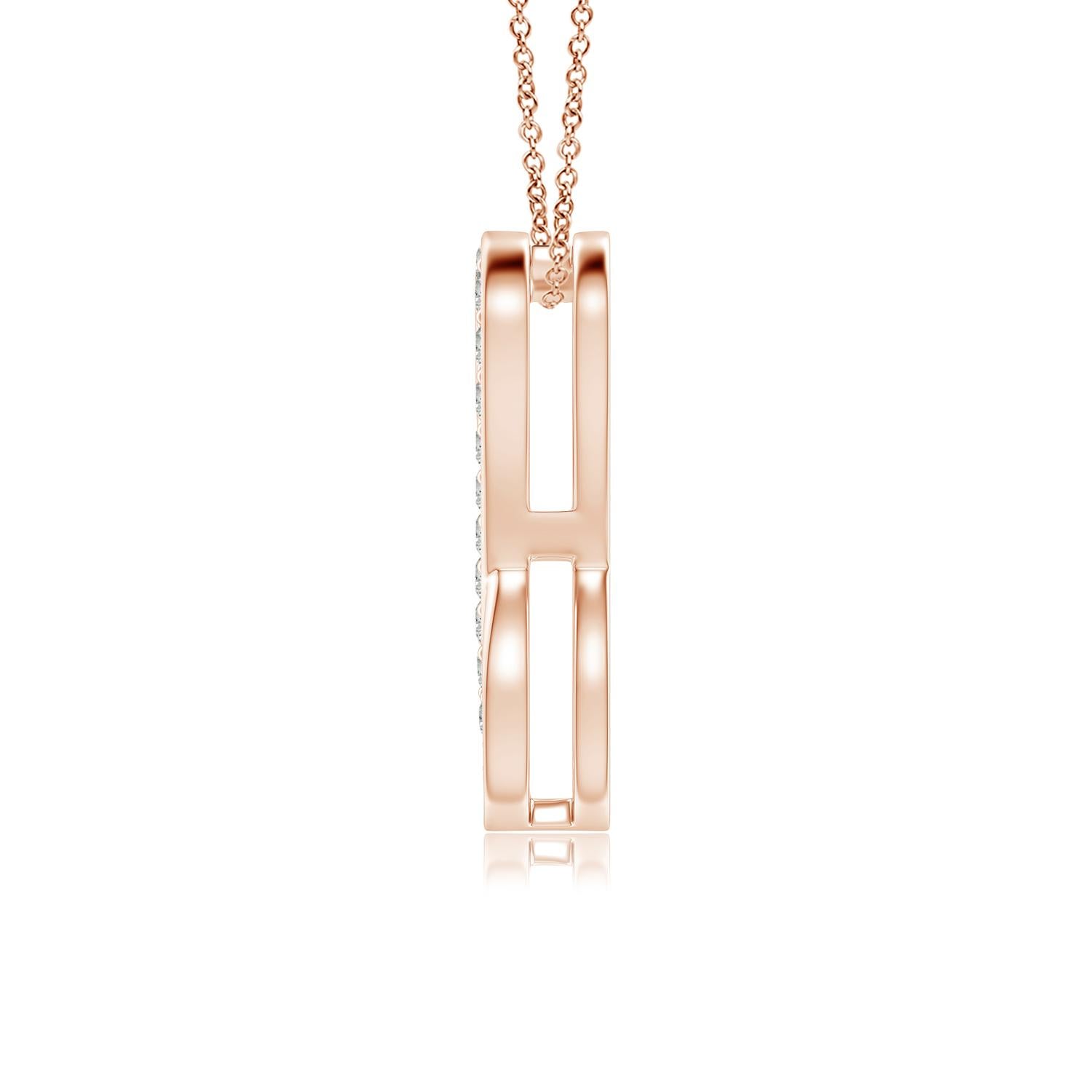 Round Cut ANGARA Natural 0.1ct Diamond Infinity Heart Pendant in 14K Rose Gold (K, I3) For Sale