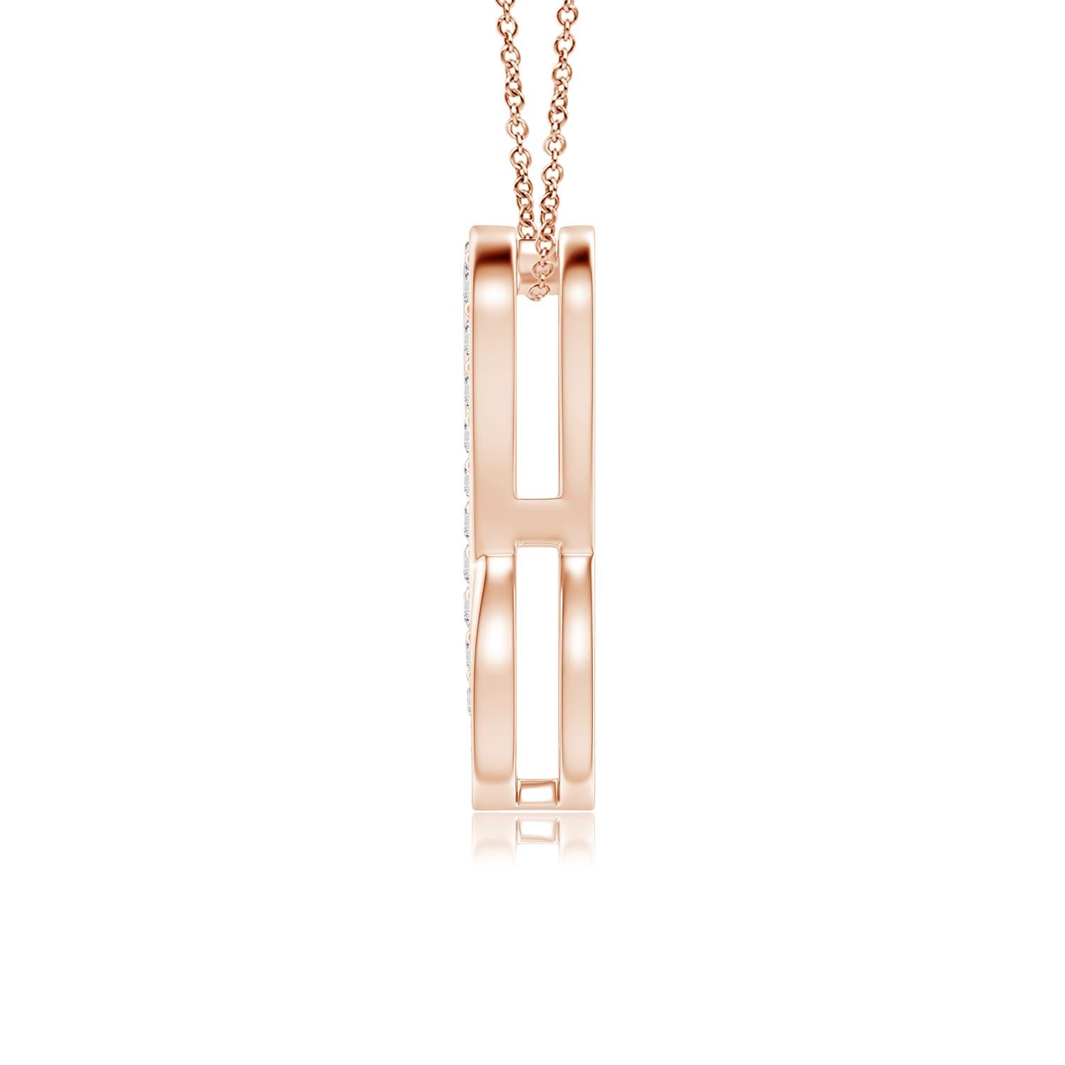 Taglio rotondo ANGARA Ciondolo a cuore infinito con diamante naturale da 0,1 carati in oro rosa 14K (H. H., SI2) in vendita