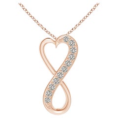 ANGARA Pendentif cœur infini en or rose 14K avec diamant naturel de 0,1 ct (K, I3)
