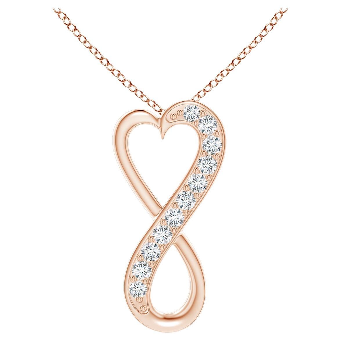 ANGARA Natural 0.1cttw Diamond Infinity Heart Pendant in 14K Rose Gold (G, VS2) For Sale