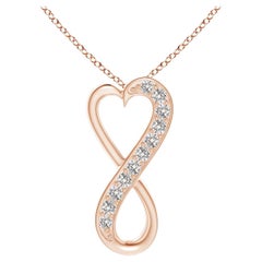 Pendentif cœur Infinity en or rose 14 carats avec diamants naturels 0,1 cttw (I-J, I1-I2)