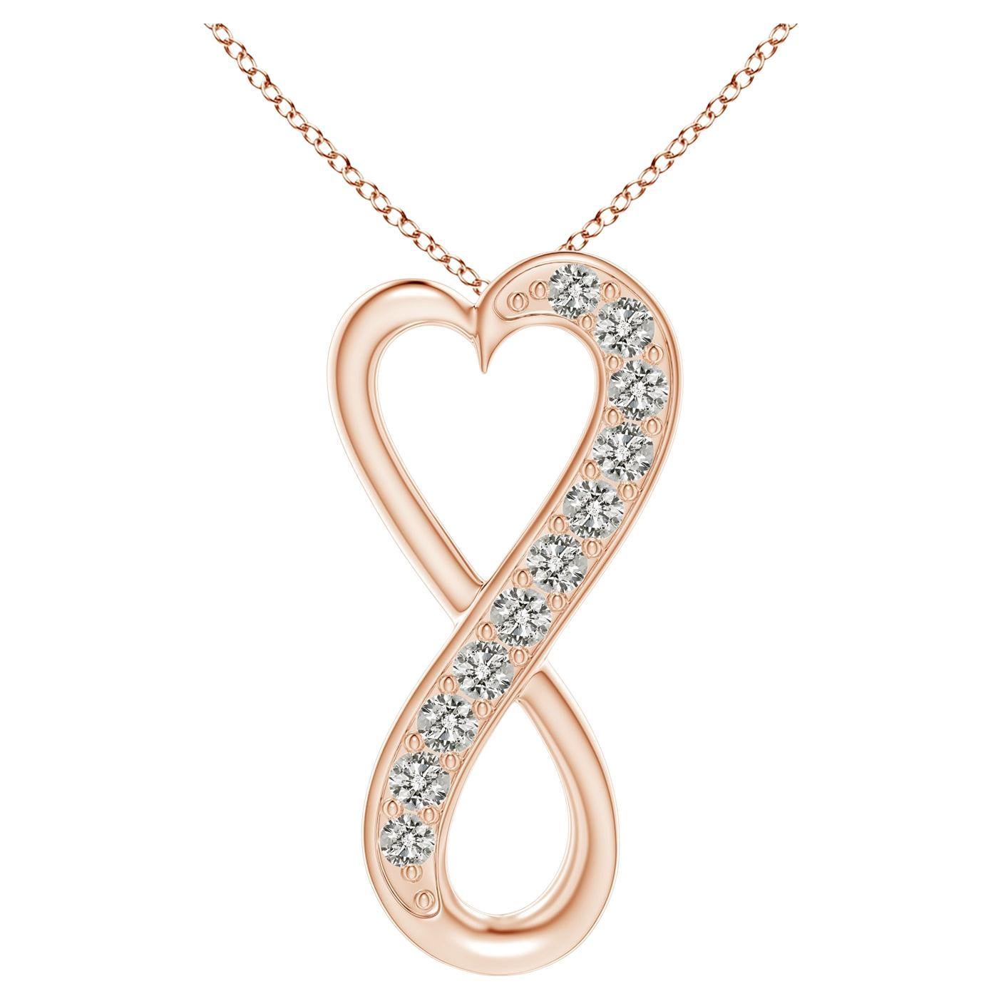 ANGARA Natural 0.2cttw Diamond Infinity Heart Pendant in 14K Rose Gold (K, I3) For Sale