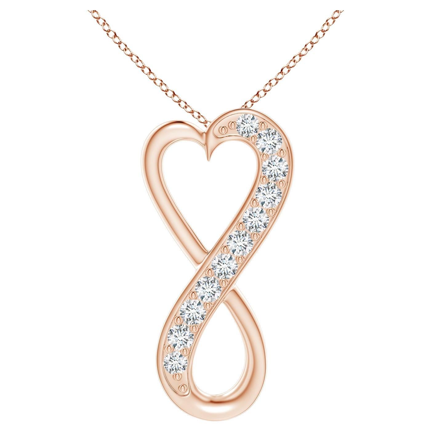 ANGARA Natural 0.2cttw Diamond Infinity Heart Pendant in 14K Rose Gold (G, VS2)
