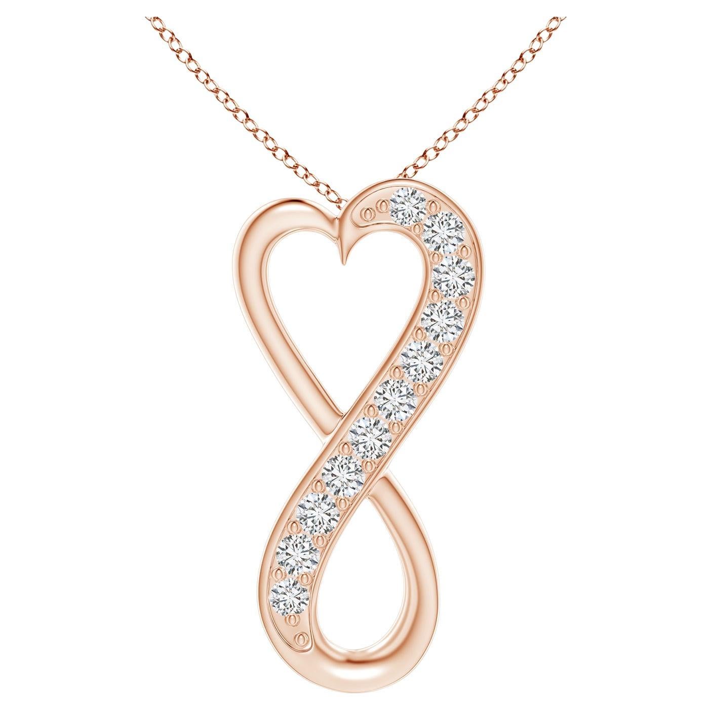 ANGARA Natural 0.2cttw Diamond Infinity Heart Pendant in 14K Rose Gold (H, SI2) For Sale