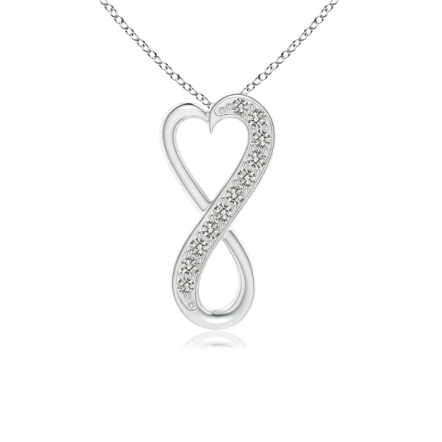 ANGARA Natürlicher 1,0cttw Diamant Unendlichkeitsherz-Anhänger aus 14K Weißgold (K, I3) (Rundschliff) im Angebot