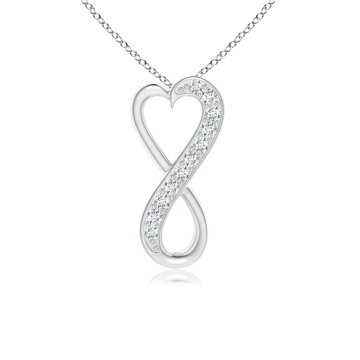 ANGARA Natural 0.1cttw Diamond Infinity Heart Pendant in 14K White Gold (G, VS2) For Sale