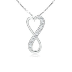 ANGARA Natural 0.1cttw Diamond Infinity Heart Pendant in 14K White Gold (G, VS2)