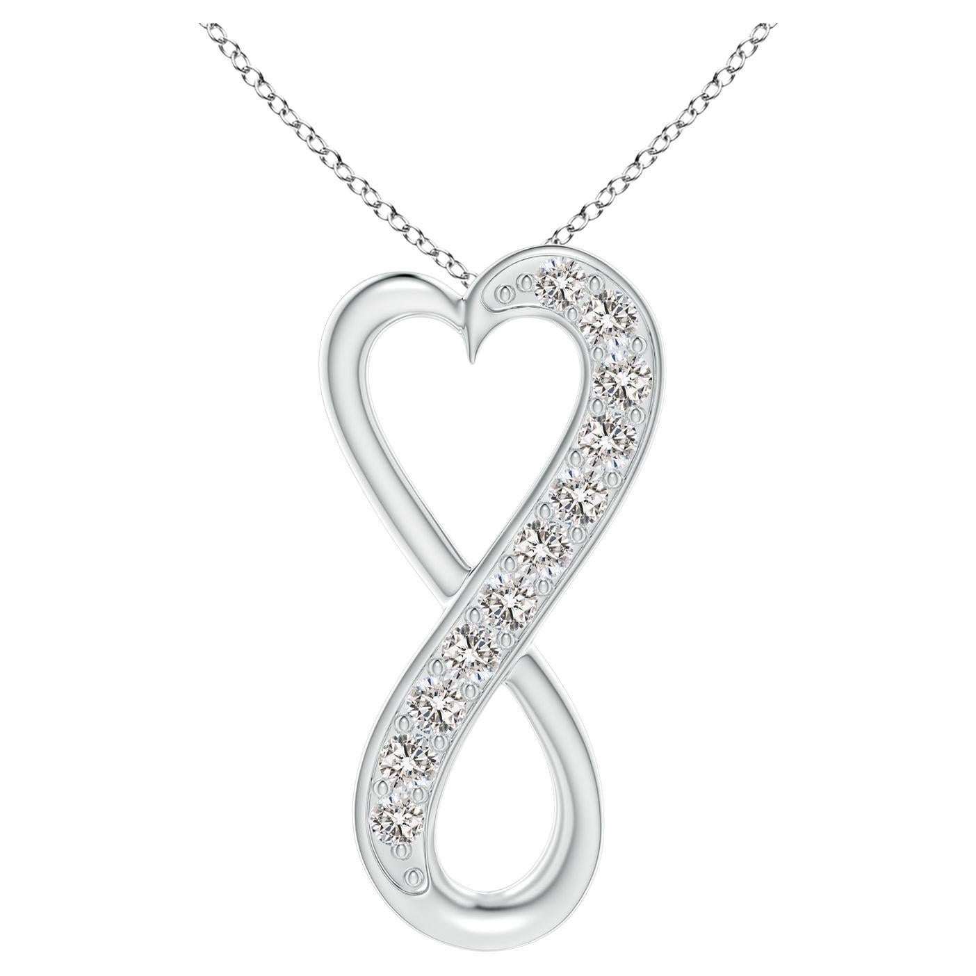 ANGARA Natural 0.2cttw Diamond Infinity Heart Pendant in 14K White Gold (I-J) For Sale