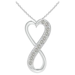 ANGARA Pendentif cœur infini en or blanc 14K avec diamant naturel 0.2cttw (K, I3)