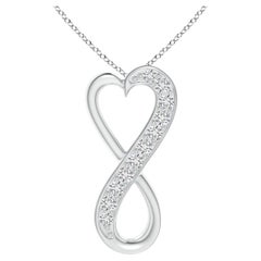 ANGARA Pendentif coeur infini en or blanc 14K avec diamant naturel 0.2cttw (H, SI2)