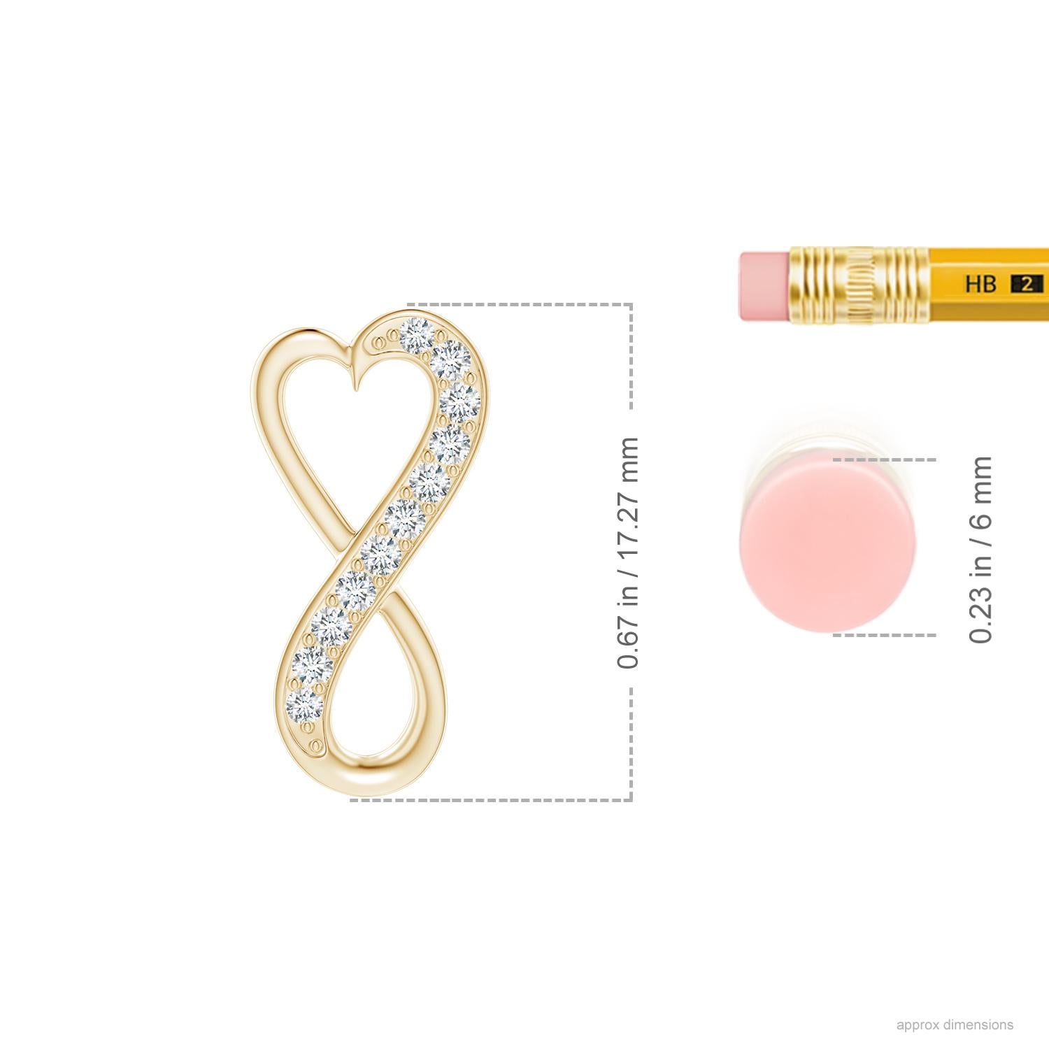 Designed with a hidden bale, this contemporary pendant features a heart frame that extends to form a stunning infinity. Shimmering diamonds partially accentuate the curves of this infinity heart pendant. It is skillfully crafted in 14k yellow