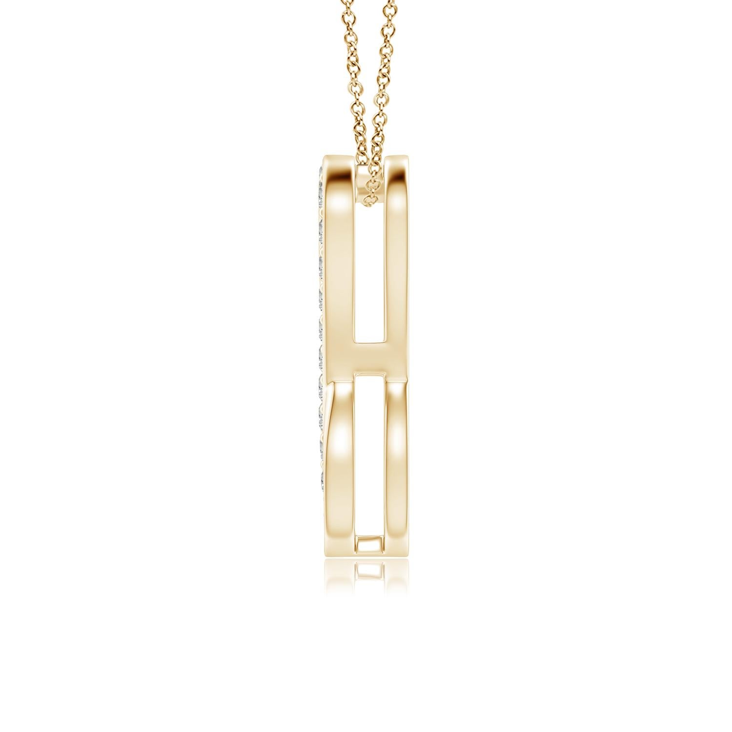 Taille ronde ANGARA Pendentif cœur infini en or jaune 14K avec diamant naturel 0.1cttw (K, I3) en vente
