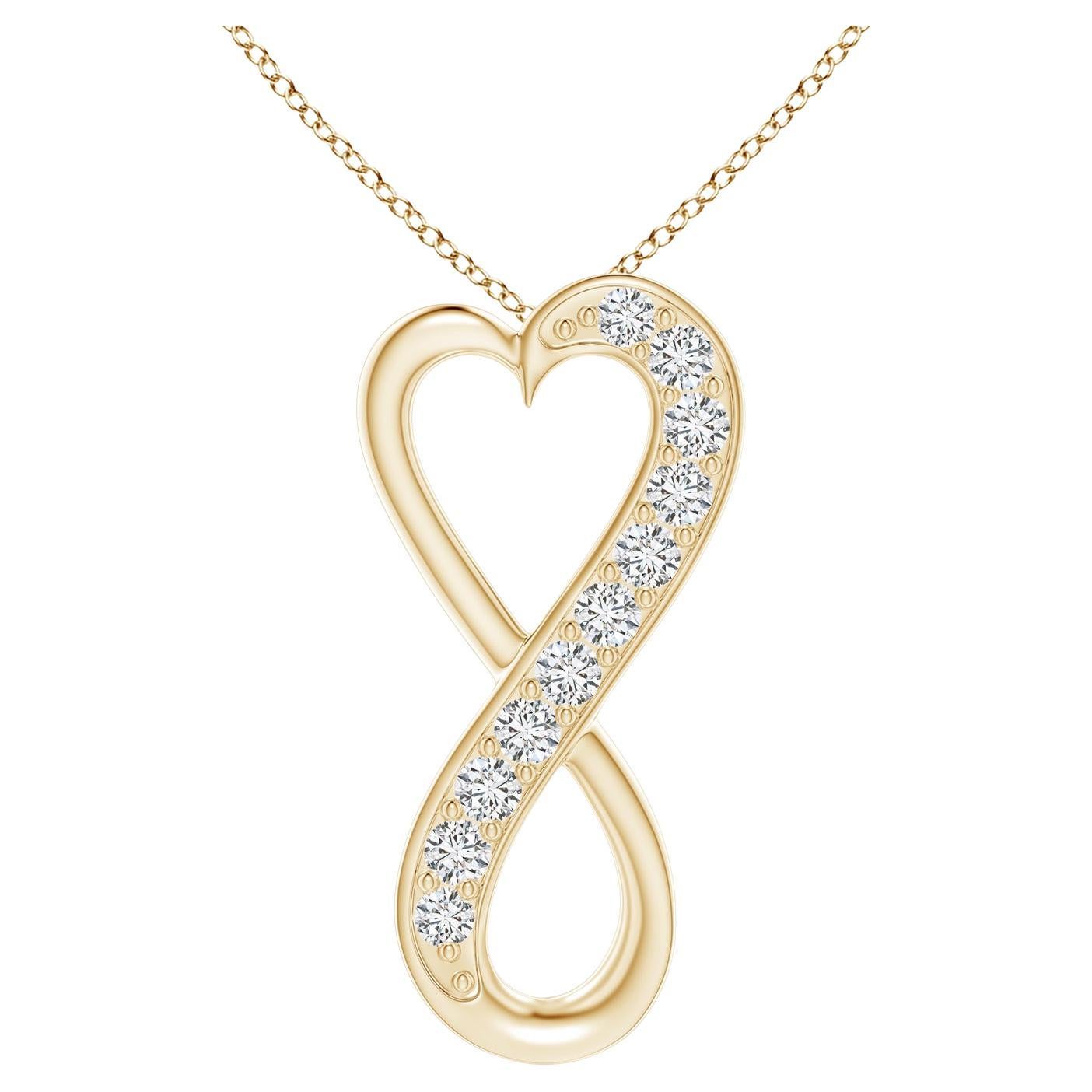 ANGARA Natural 0.2cttw Diamond Infinity Heart Pendant in 14K Yellow Gold(H, SI2) For Sale