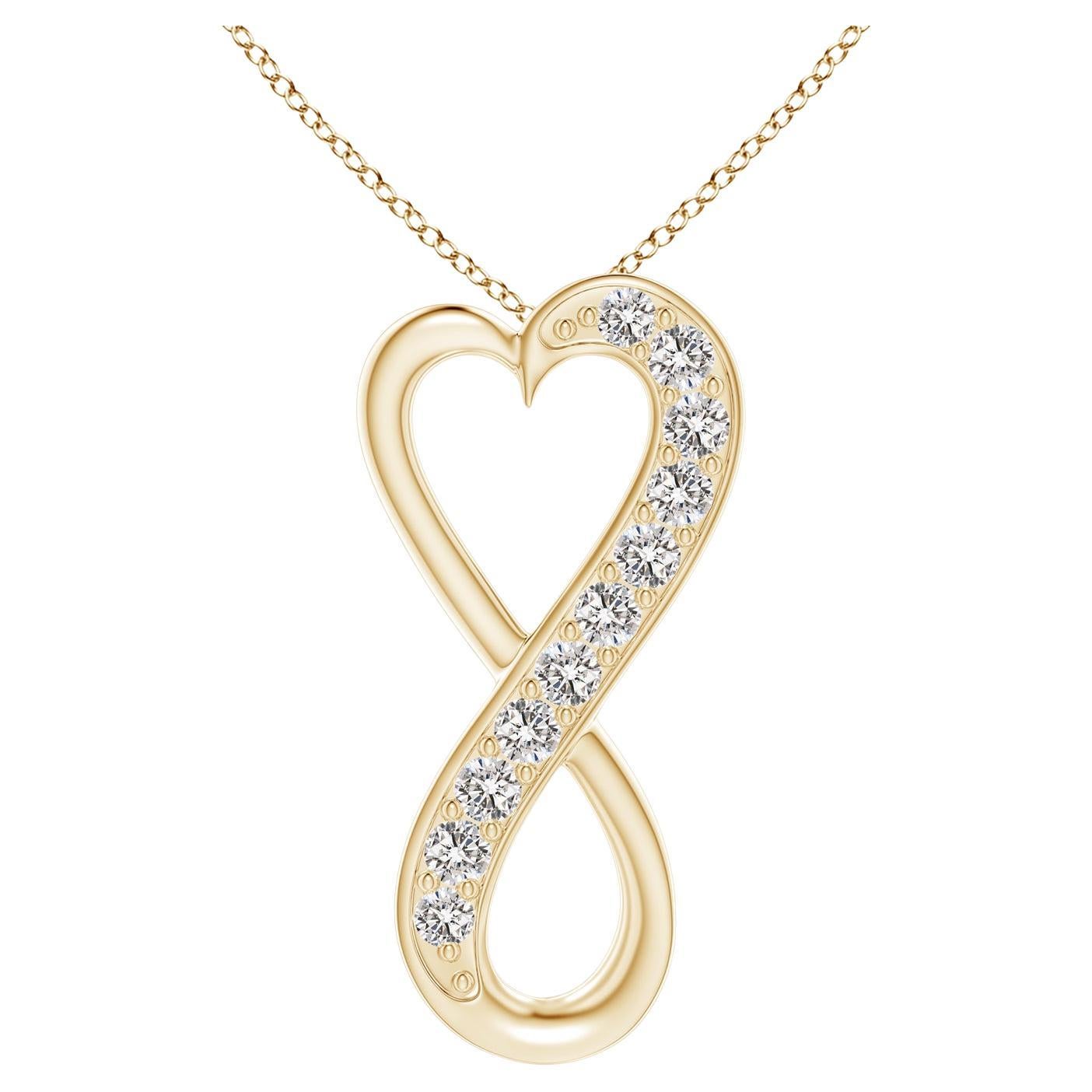 ANGARA Natural 0.2cttw Diamond Infinity Heart Pendant in 14K Yellow Gold (I-J) For Sale