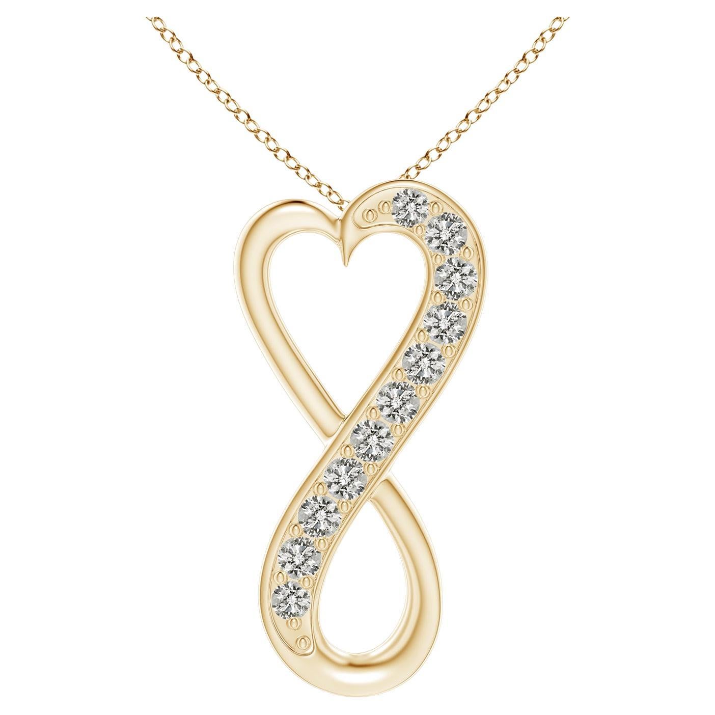 ANGARA Natural Diamond 0.2cttw Infinity Heart Pendant in 14K Yellow Gold (K, I3) For Sale