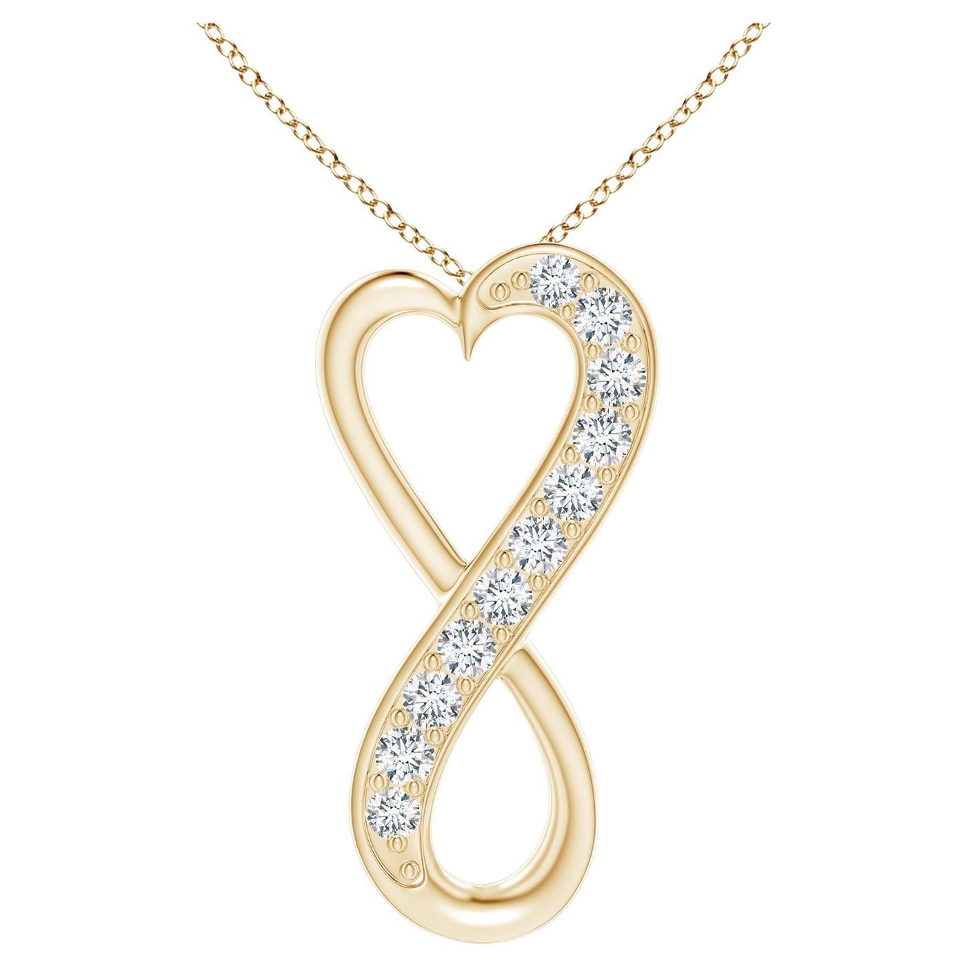 ANGARA Natural 0.2cttw Diamond Infinity Heart Pendant in 14K Yellow Gold(G, VS2) For Sale