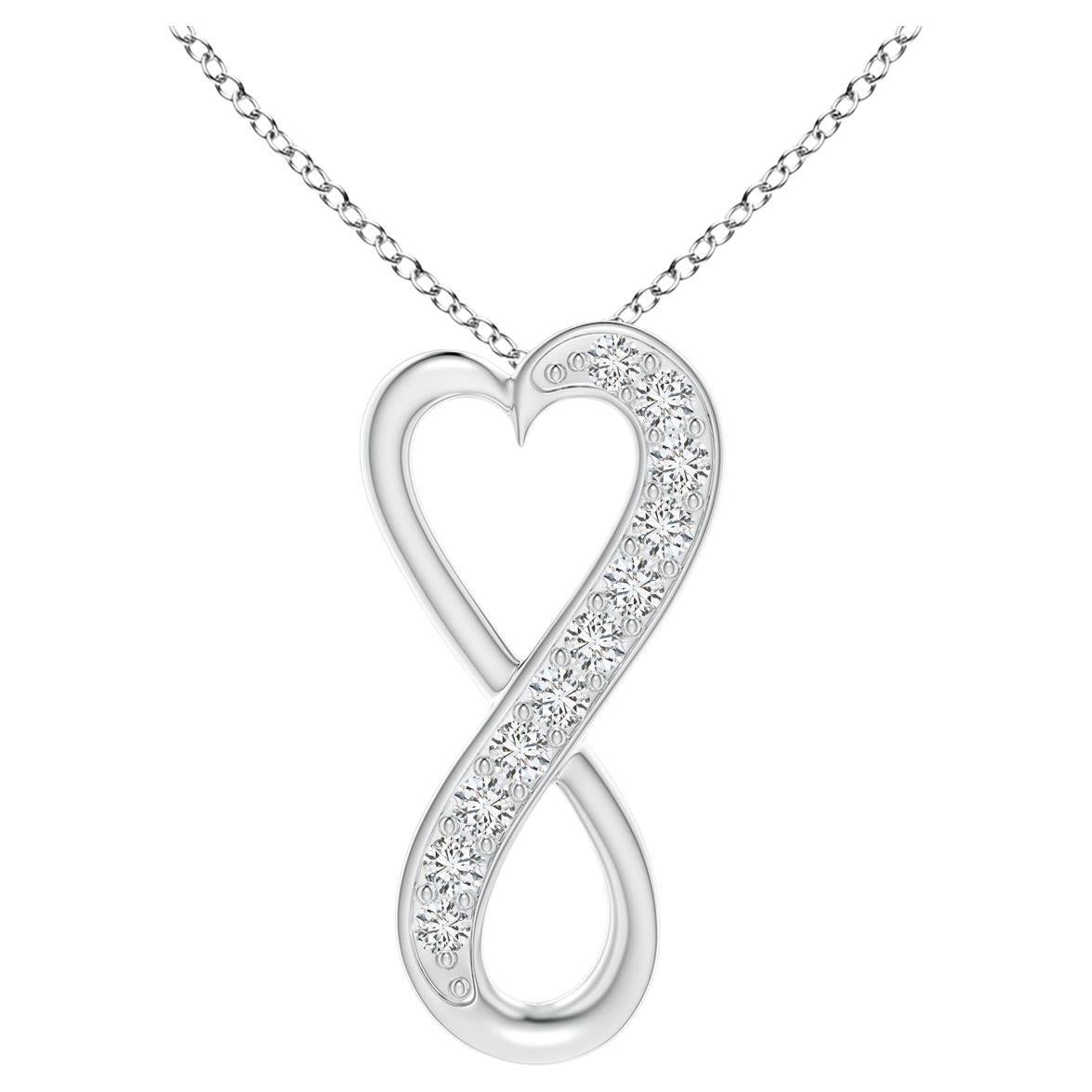 ANGARA Natural 0.1cttw Diamond Infinity Heart Pendant in Platinum (Color-H, SI2)