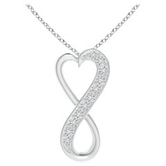 ANGARA Pendentif coeur infini en platine avec diamant naturel 0.1cttw (Couleur-H, SI2)