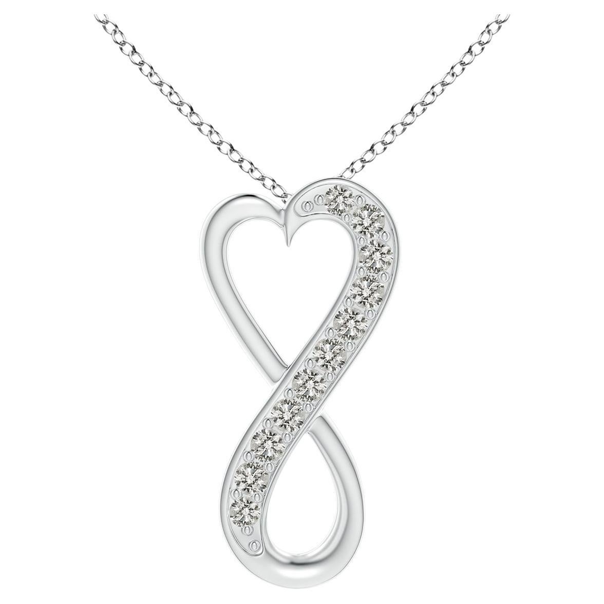 ANGARA Natural 0.1cttw Diamond Infinity Heart Pendant in Platinum (Color- K, I3) For Sale