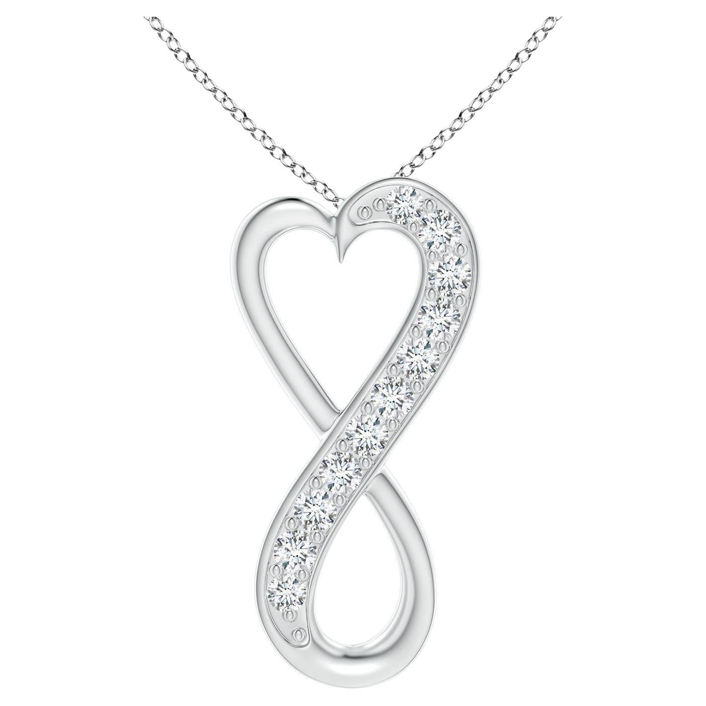 ANGARA Natural 0.2cttw Diamond Infinity Heart Pendant in Platinum (Color-G, VS2) For Sale