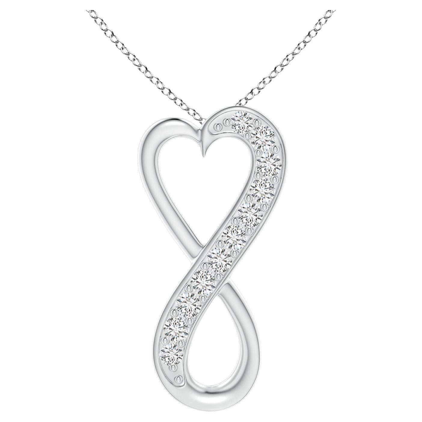 ANGARA Natural 0.2cttw Diamond Infinity Heart Pendant in Platinum (Color-H, SI2) For Sale