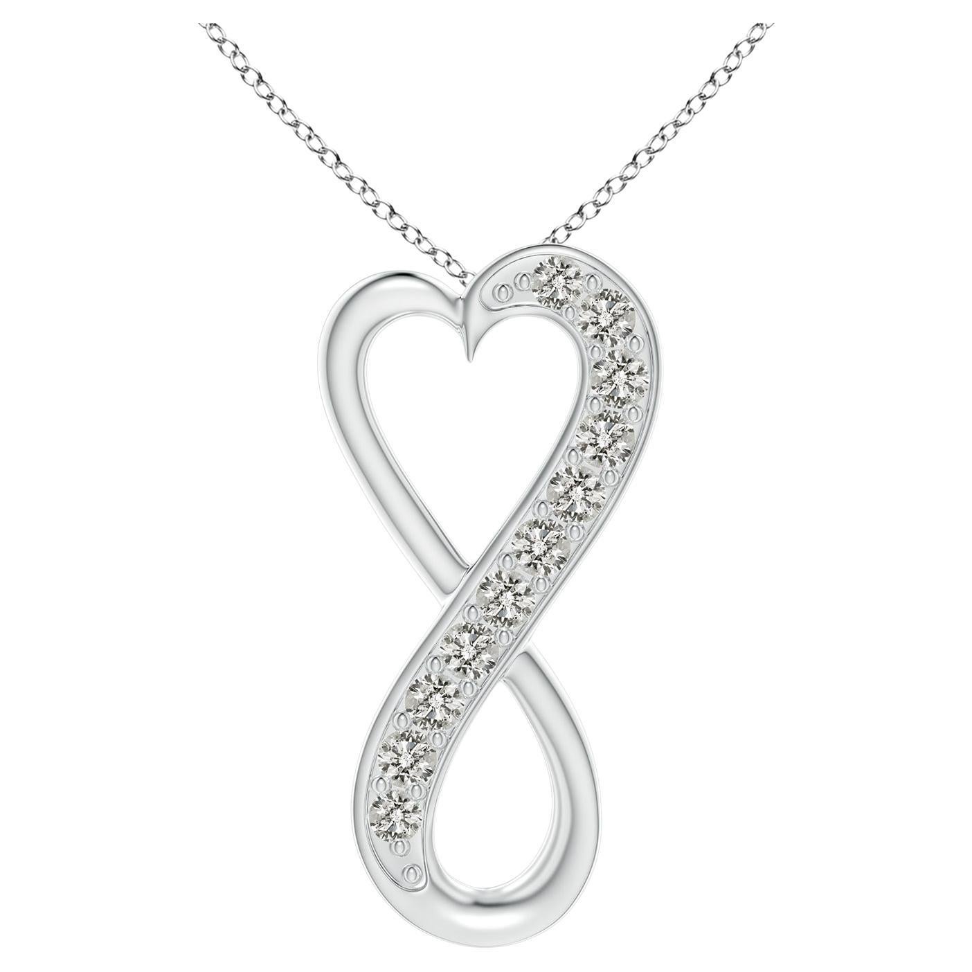 ANGARA Natural 0.2cttw Diamond Infinity Heart Pendant in Platinum (Color- K, I3) For Sale