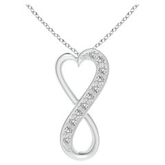 ANGARA Pendentif coeur infini en platine avec diamant naturel 0.05cttw (I-J, I1-I2)