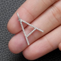 Natural Diamond Initial A Charm 14k White Gold Fine Pendant Jewelry Unisex