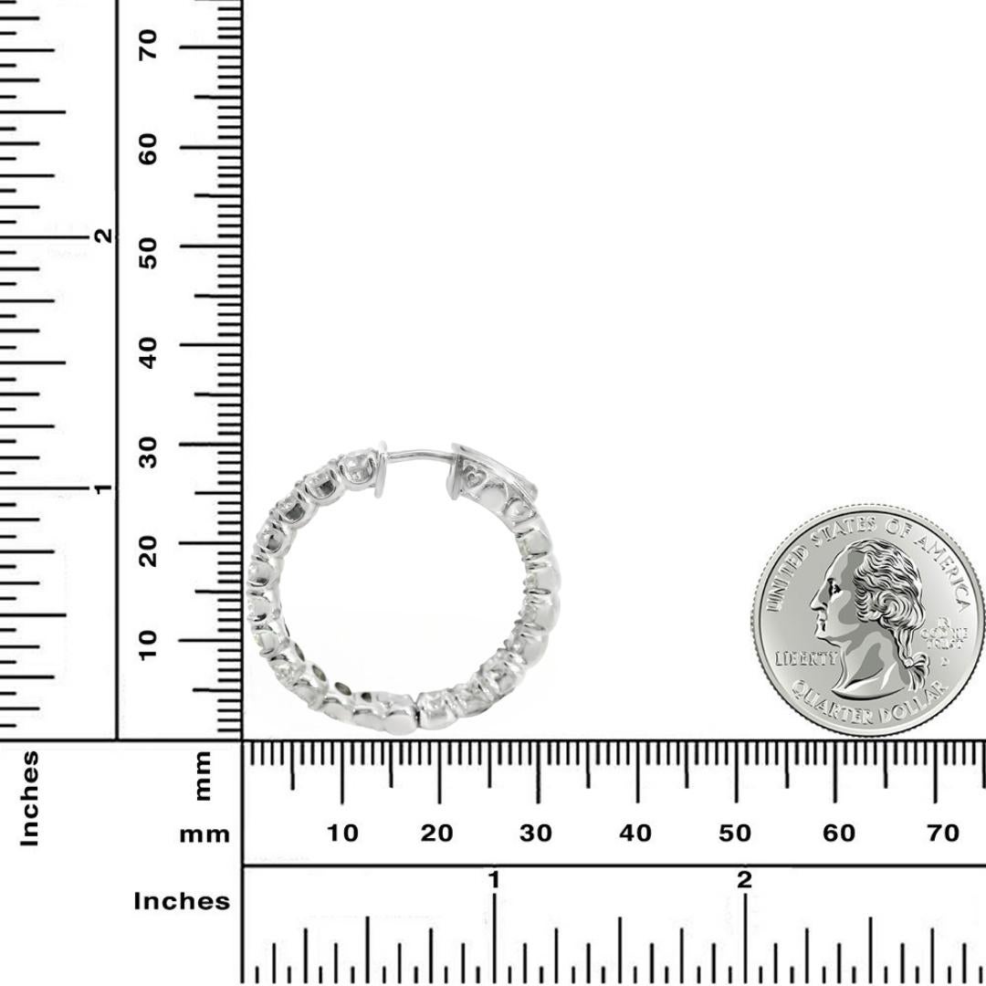 Natural Diamond Inside-Out Hoop Earrings 8.50 Carats in 14K White Gold In condizioni Nuovo in vendita a New York, NY
