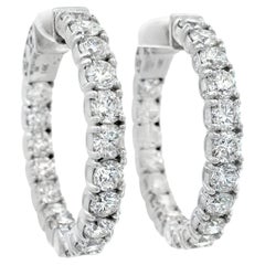 Natural Diamond Inside-Out Hoop Earrings 8.50 Carats in 14K White Gold