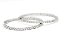 Natural Diamond Jumbo Hoop Earrings 14K White Gold Round Cut 5.01 CTW VS E/F