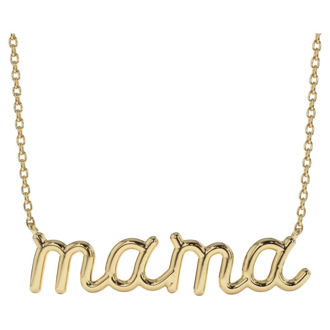 Collar Letra MAMA Diamante Natural Oro Amarillo 14K