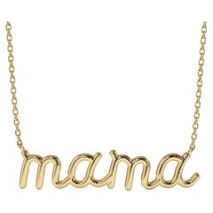 Natural Diamond 14K Yellow Gold Letter MAMA Necklace