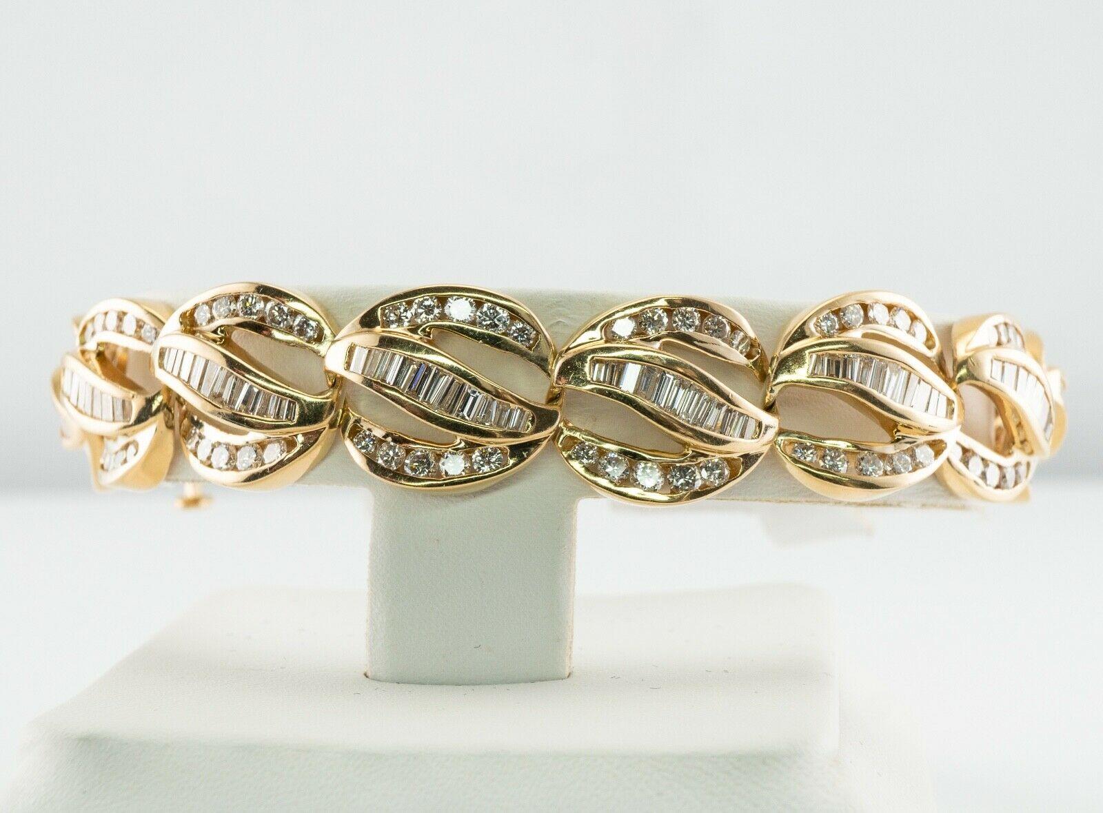 Bracelet à maillons en diamant naturel or 14K 6.44 TDW Bon état - En vente à East Brunswick, NJ