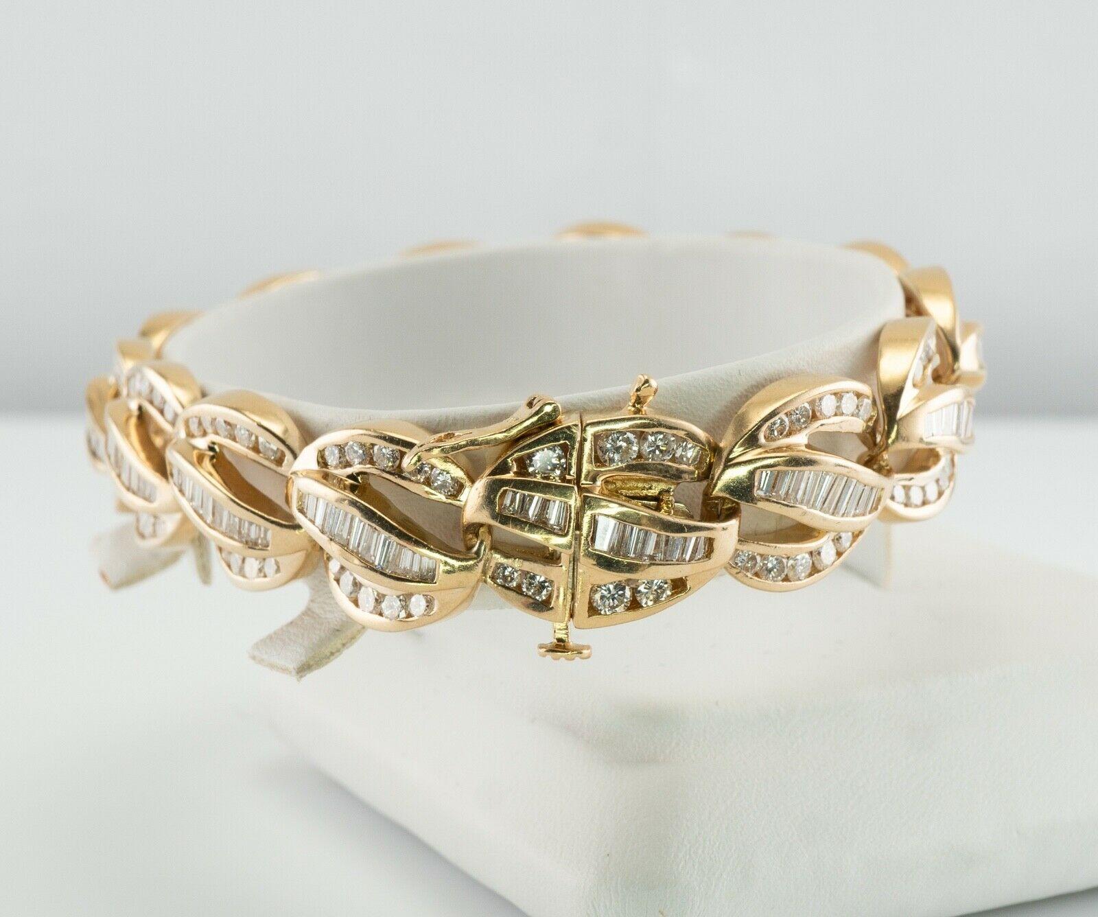Bracelet à maillons en diamant naturel or 14K 6.44 TDW Pour femmes en vente