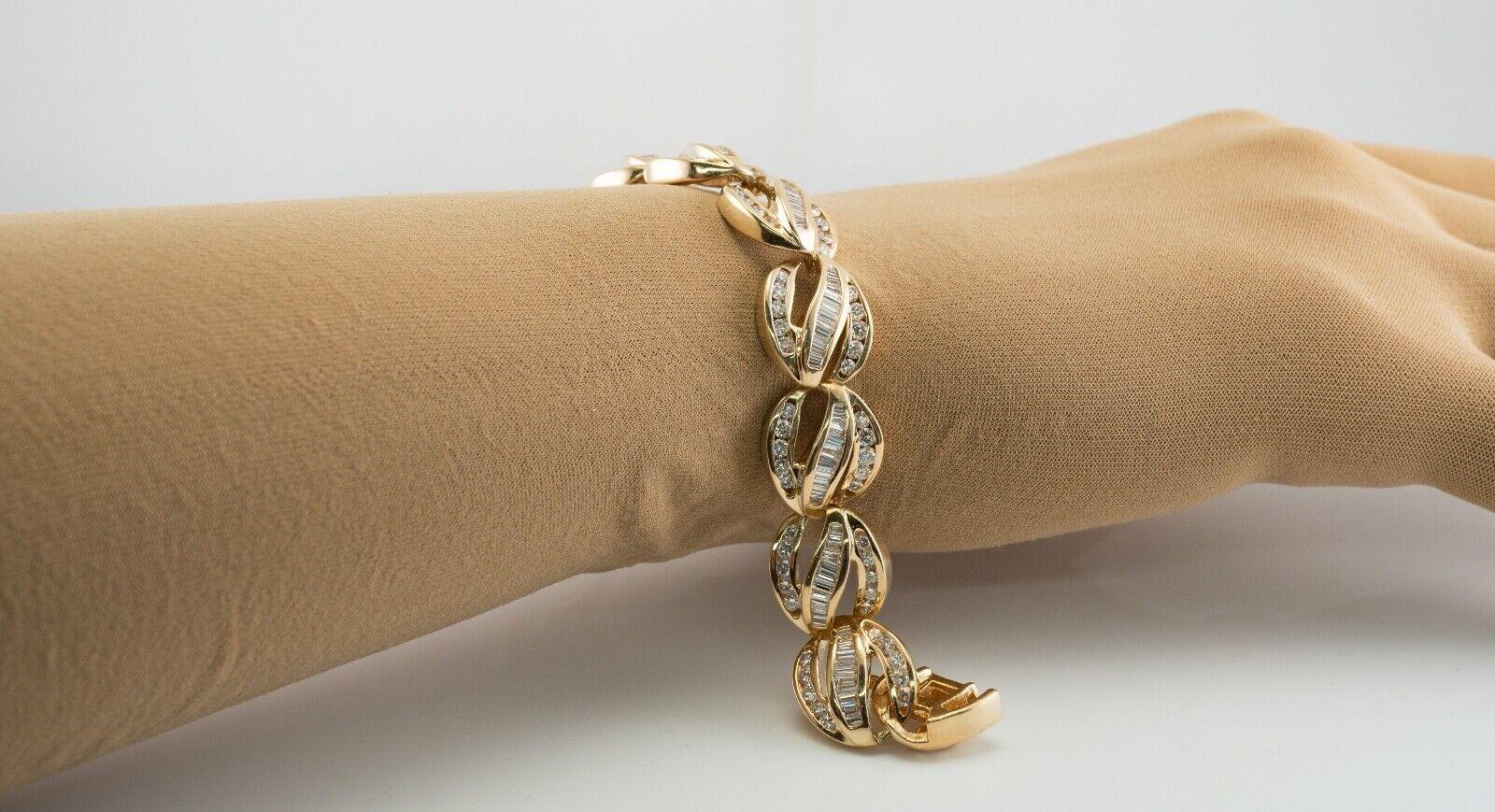 Bracelet à maillons en diamant naturel or 14K 6.44 TDW en vente 3